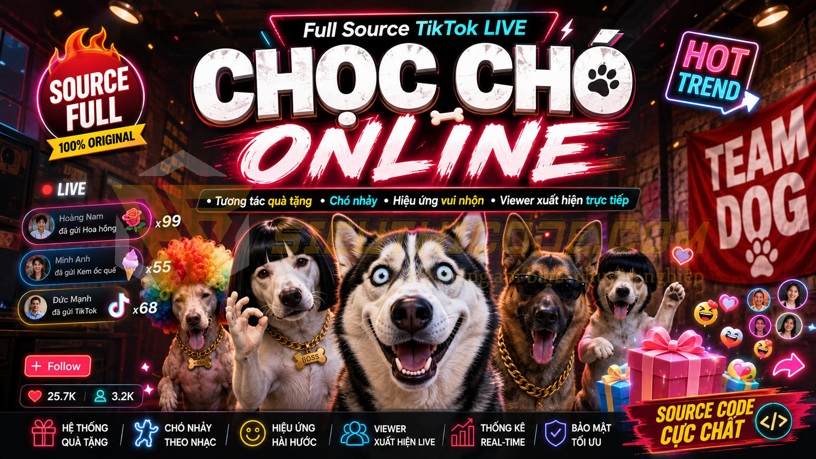 Full Source TikTok LIVE Chọc Chó Online – Team Chó Tương Tác Unity