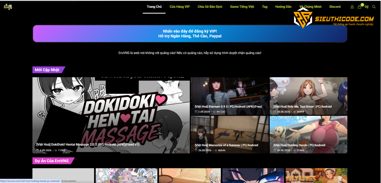 Mã nguồn bán game giống hệt erovns.com