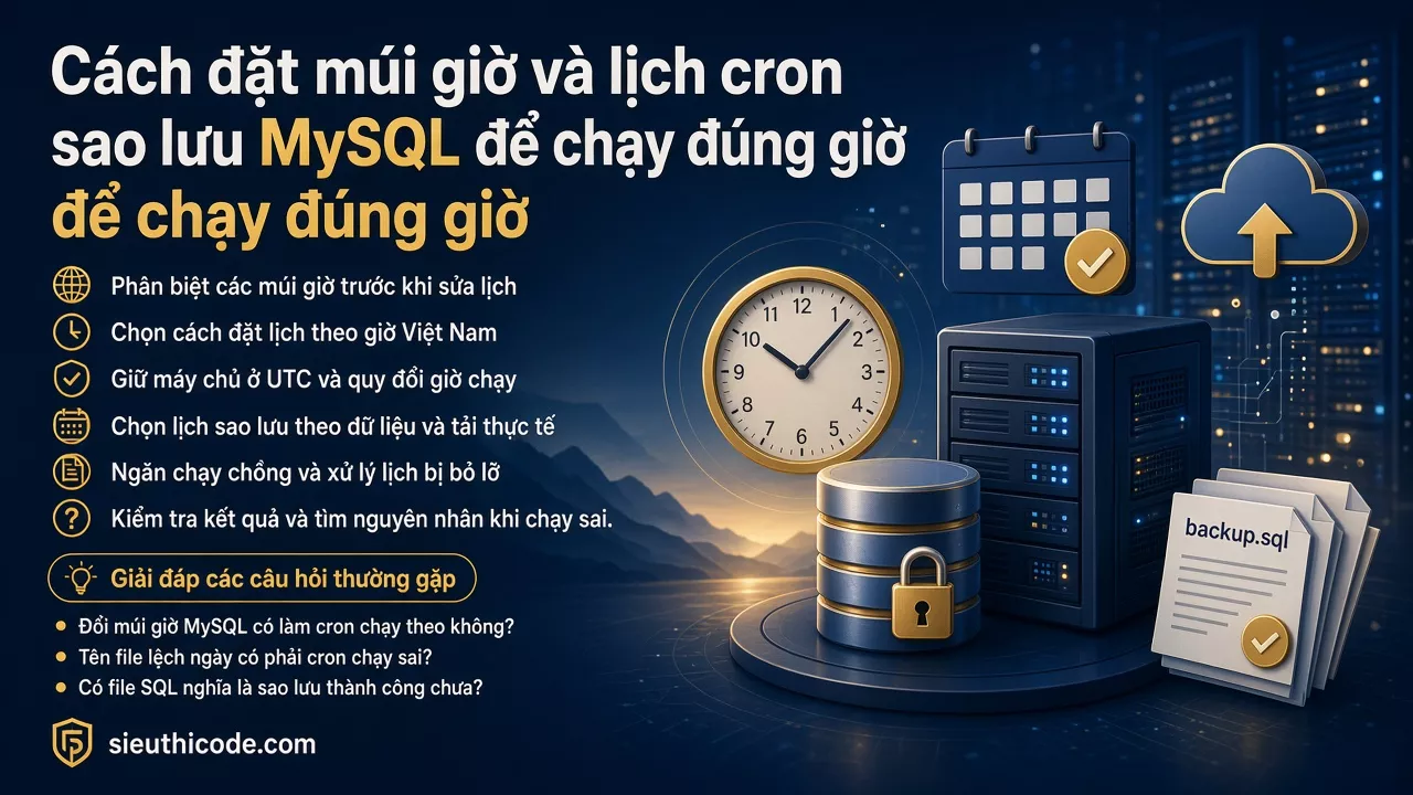Cách đặt múi giờ và lịch cron sao lưu MySQL để chạy đúng giờ