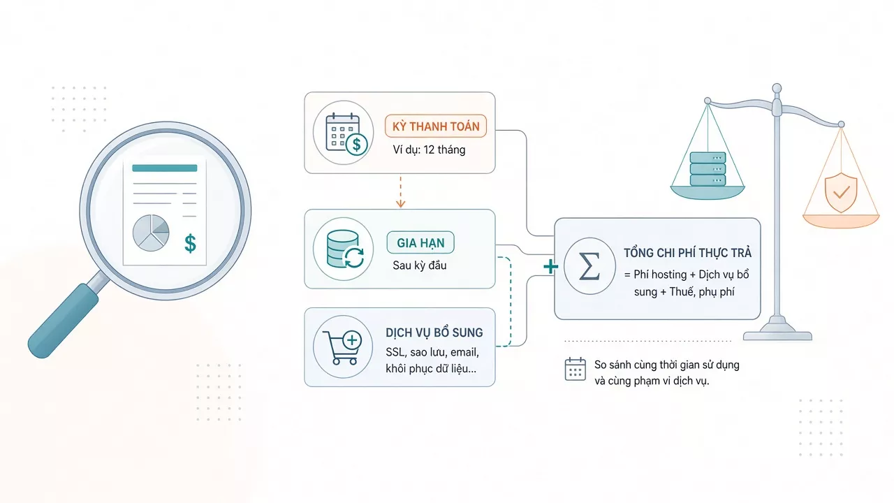 Đọc bảng giá hosting từ tổng chi phí thực trả