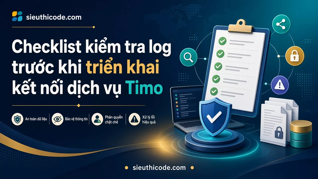 Checklist kiểm tra log trước khi triển khai kết nối dịch vụ Timo
