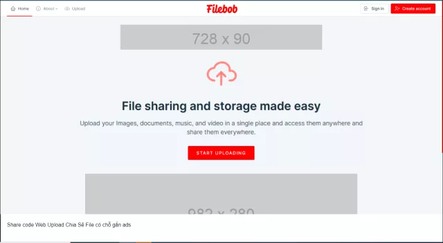 mã nguồn Web Upload Chia Sẻ File có chỗ gắn ads