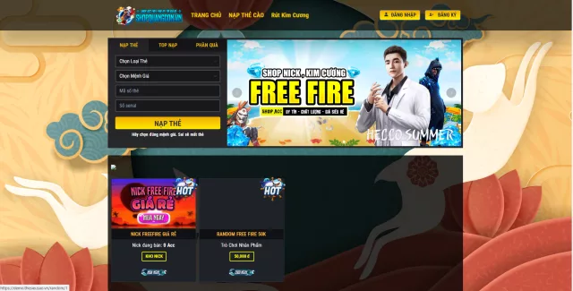 CODE SHOP BÁN ACC CÓ VÒNG QUAY CÓ NẠP THẺ AUTO