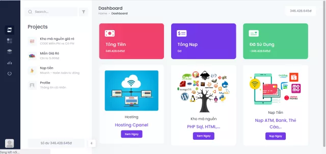 Mã Ngồn Bán Code,hosting,mien,acc ff,tạo web nạp tiền momo atm tự động