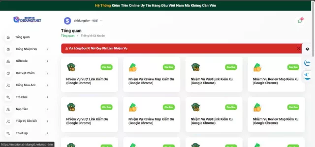 Code làm nhiệm vụ kiếm tiền