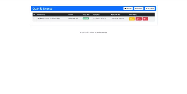 Code tạo license bản quyền